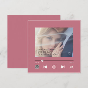 Reserve A Data Música de Casamento de Casal Rosa Magenta QR Única