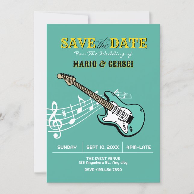 Reserve A Data Música de guitarra casamento (Frente)