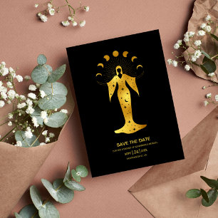 Reserve A Data Mystical Black Gold Celestial Stars Wedding  