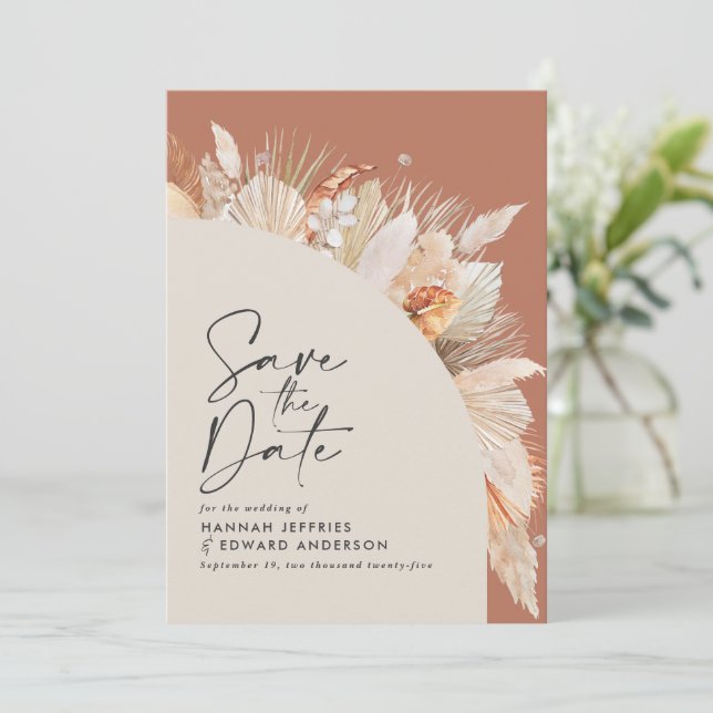 Reserve A Data Na moda de erva-de-pampas-boêmia moderna (Em pé/Frente)