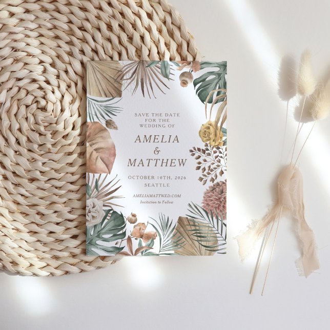 Reserve A Data Na moda de outono Rustic Boho Greenery (Criador carregado)