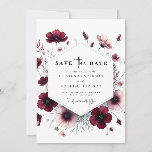 Reserve A Data Na moda Floral Burgundy Wedding (Frente)
