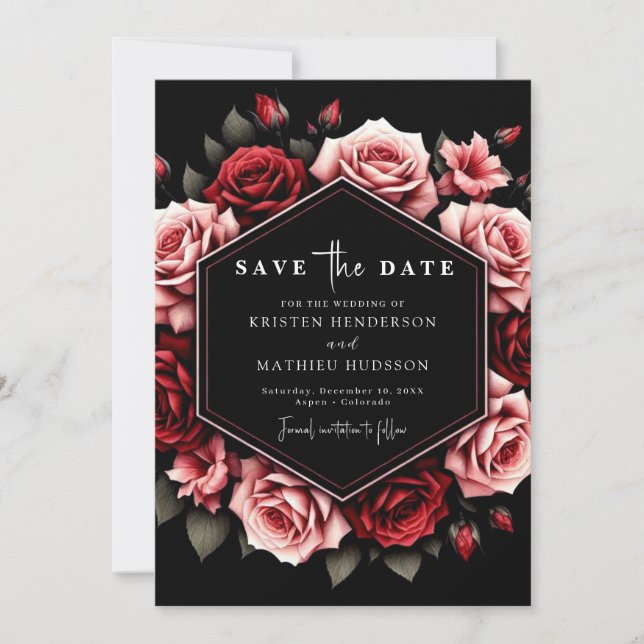Reserve A Data Na moda Floral Crimson Red Wedding (Frente)