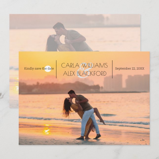 Reserve A Data Na moda Foto Moderna Casamento Salve A Data (Frente/Verso)