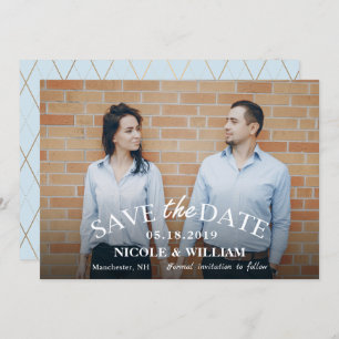 Reserve A Data Na moda Light Blue Wedding Save The Date Photo