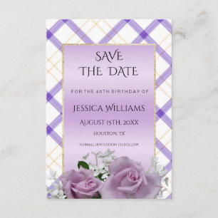 Reserve A Data Na moda Mauve Floral Birthday Salvar Data