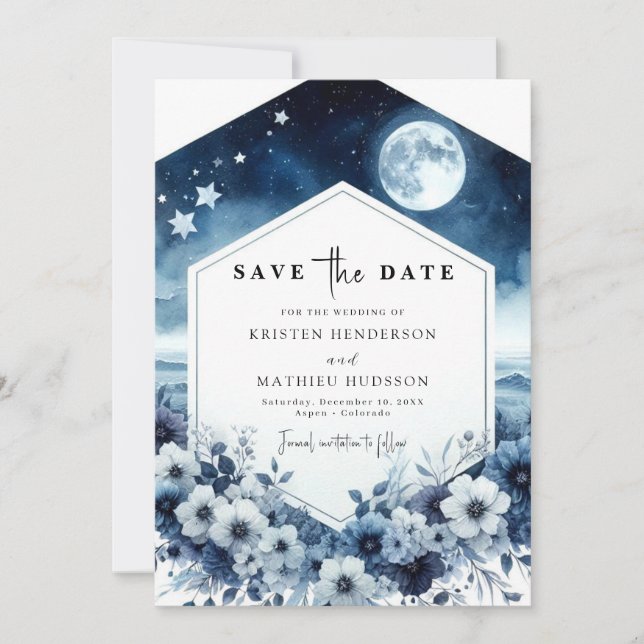 Reserve A Data Na moda Minimal Casamento de Lua (Frente)