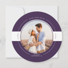 Reserve A Data Na moda Modern EggPlant Purple Salve a Foto da Dat
