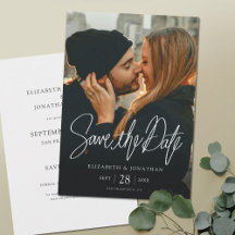Na moda Modern Photo Save the Date Wedding Card