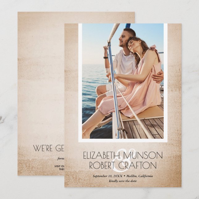 Reserve A Data Na moda Photo Wedding Antique Salvar Data (Frente/Verso)