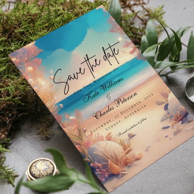 Reserve A Data Na praia Salve a data (Criador carregado)