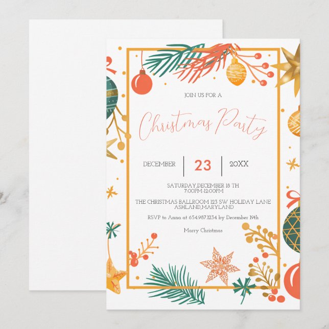 Reserve A Data Natal da Companhia de Enfeites de natal Retro (Frente/Verso)