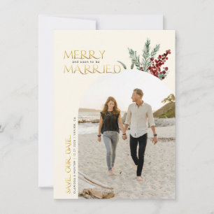 Reserve A Data Natal Feliz e Em Breve Casados Cor Ecru