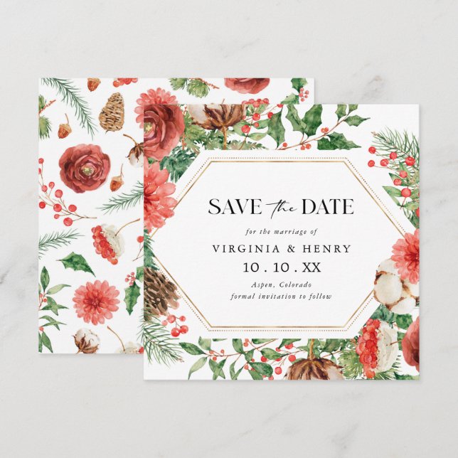 Reserve A Data Natal Floral Feriado (Frente/Verso)