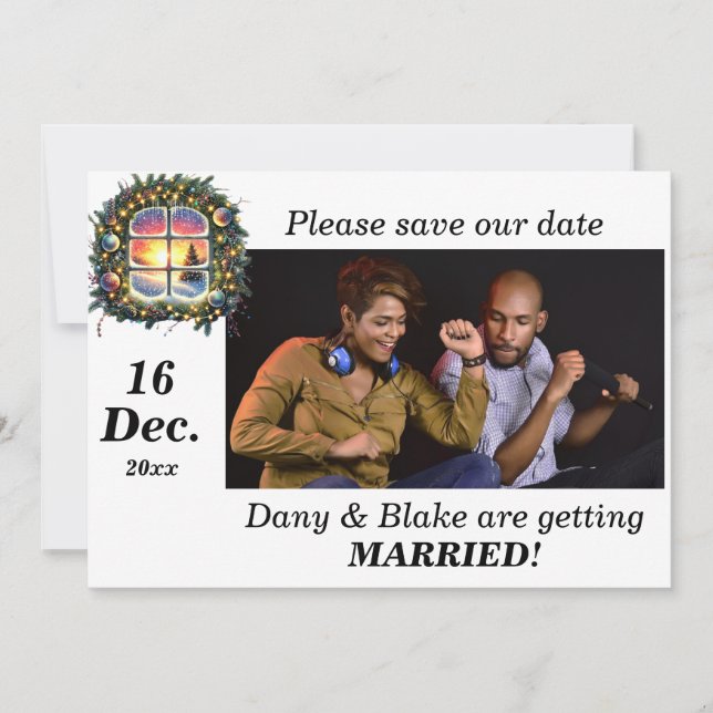 Reserve A Data Natal Winter Wonderland Wreath Photo (Frente)