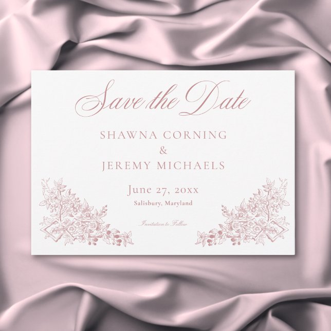 Reserve A Data Natureza e Casamento de Aves Rosa Elegante (Elegant Pink Chinoiserie Nature & Birds Wedding Save The Date)