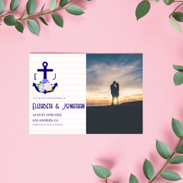 Reserve A Data Nautical Floral Stripes Wedding (Criador carregado)