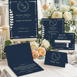 Reserve A Data Navy Blue and Ivory Elegant Monogram