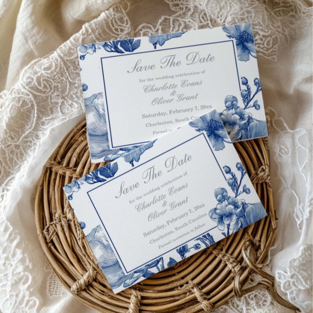 Reserve A Data Navy Blue And Silver Wedding Save The Date Card (Criador carregado)