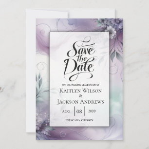 Reserve A Data Névoa de Lavanda e Casamento Sussurros de Aquarela
