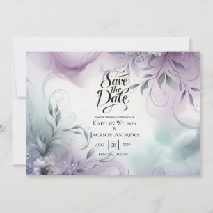 Reserve A Data Névoa de Lavanda e Murmúrios de Aquarela Casamento