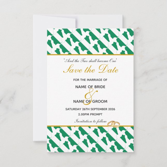 Reserve A Data NIGÉRIA Celebração Cristã Casamento (Frente)