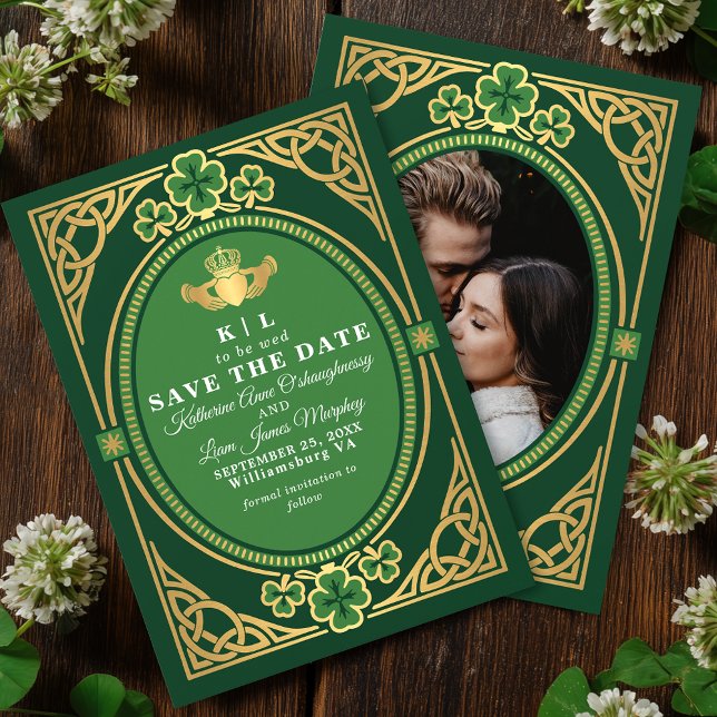 Reserve A Data Nó Celta Claddagh Shamrock Casamento Verde  (Criador carregado)