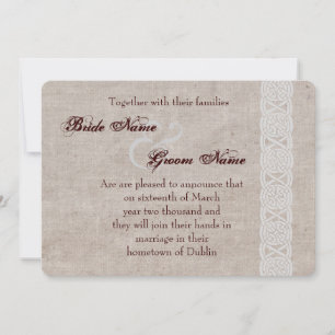 Reserve A Data nó celta em burlap rústico irlandês tradicional