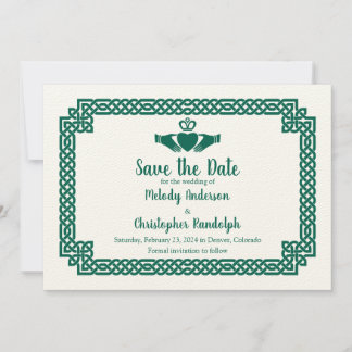 Reserve A Data Nó Celta Verde Casamento Claddagh Salve a Data