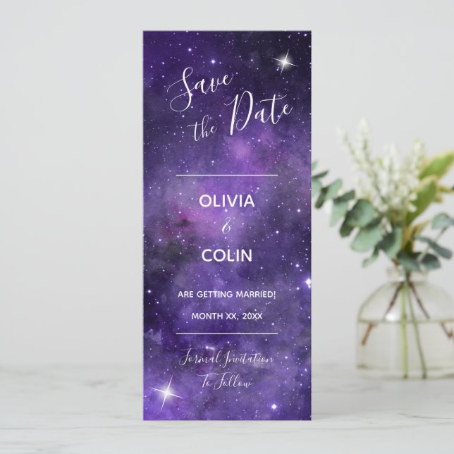 Reserve A Data Noite Estrela do Céu Roxo Casamento (Em pé/Frente)