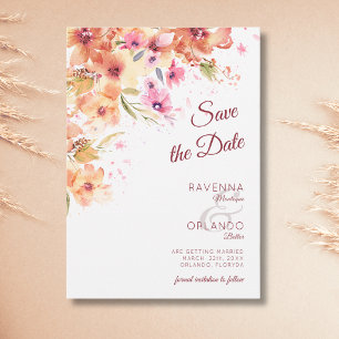 Reserve A Data Noiva Arte Rosa Peônia Flor Silvestre Outono Paste