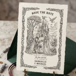 Reserve A Data Noiva Cavaleiro Preto Branco Castelo Gótico Casame