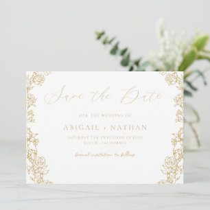 Reserve A Data Noiva de Floral de Chinoiserie Vintage Coroa de Ou