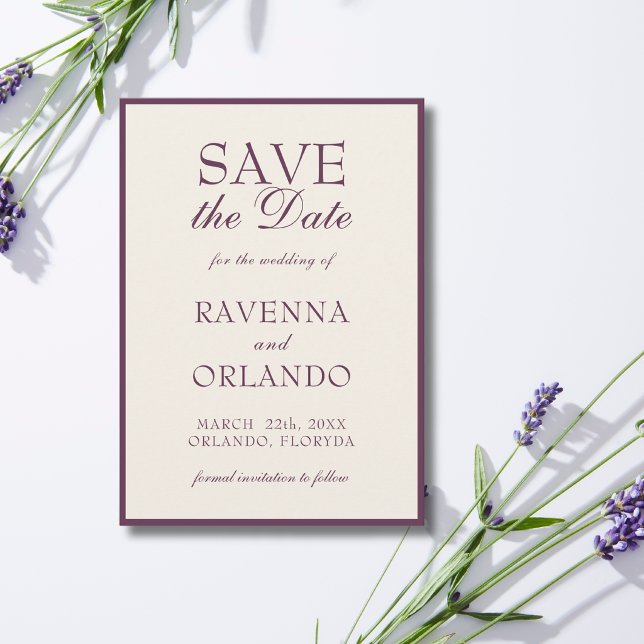 Reserve A Data Noiva Elegante Creme Ameixa Profunda Casamento Gla (Criador carregado)