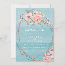 Reserve A Data Noiva Floral Aquarela Geométrica Cobre Casamento
