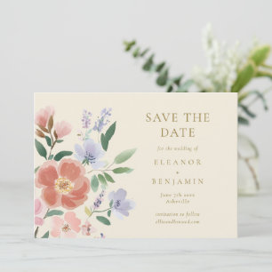 Reserve A Data Noiva Floral Chic Lavanda Rosa Água Cor de Casamen