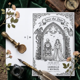 Reserve A Data Noiva Noivo Cavaleiro Gótico Medieval Salve A Data