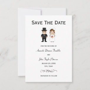 Reserve A Data Noiva & Noivo Listras Pretas - 3x5 Save the Date
