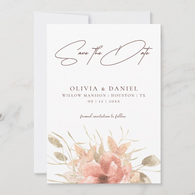 Reserve A Data Noiva Polvilho Rosa Floral Casamento (Frente)