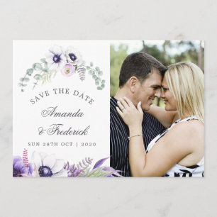 Reserve A Data Noiva Violeta Empoeirada Floral Casamento Salve a