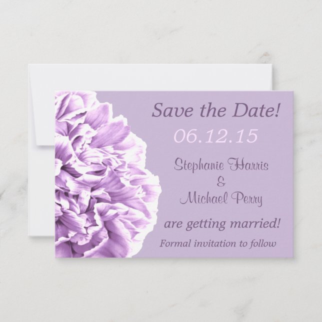 Reserve A Data Noivado de Casamento Lavanda Peônia Save the Date (Frente)