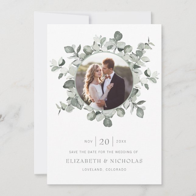 Reserve A Data Noivado de Fotografia de Casamento Greenery Save T (Frente)