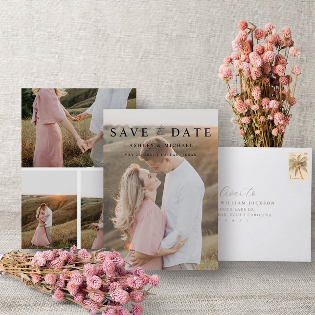 Reserve A Data Noivado de Script Moderno de Foto Elegante 4 Simpl (Save the Date!)