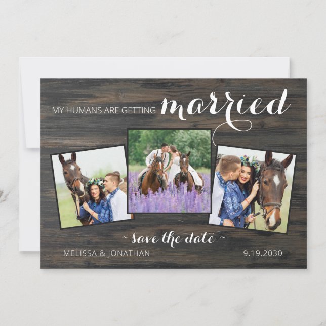 Reserve A Data Noivado Rustic 3 Photo Horse Pet Wedding (Frente)