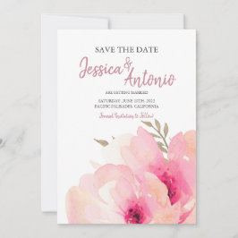 Reserve A Data Noivado Save The Date de Peônia em Aquarela com Ru