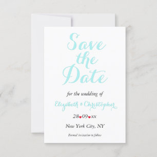 Reserve A Data Noivado Simples de Casamento de Teal Branco Preto