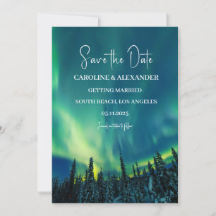 Reserve A Data Norte Luzes Aurora Borealis Galaxy Sky Weding