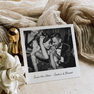 Reserve A Data Nostalgia   Olhar de Foto Instantânea Casamento