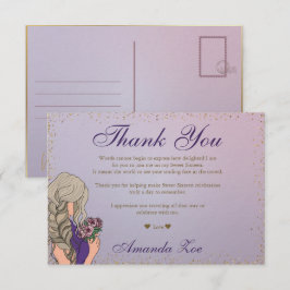 Reserve A Data Nota de Agradecimento Roxo Dourado Mis Quince