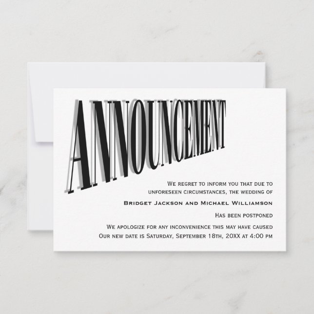 Reserve A Data Notificação de casamento adiada (Frente)